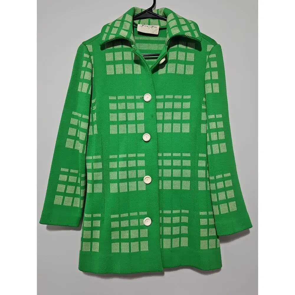 Jersey House Wool Sweater Jacket Womens 8 Retro 70s Mod Vintage